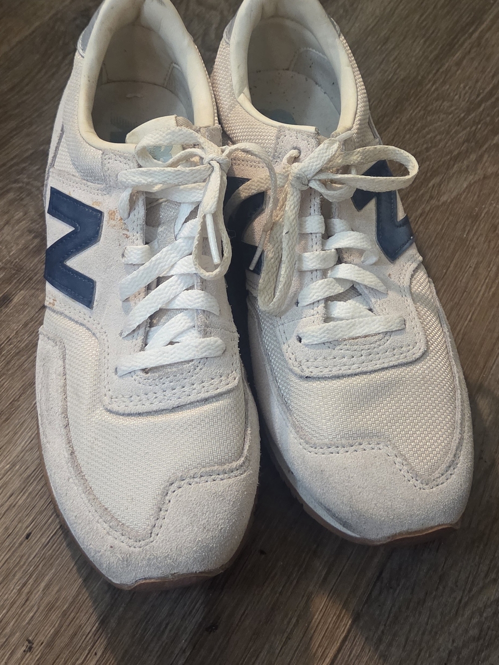 New Balance White Sneakers with Navy N Logo